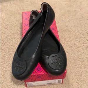 Tory Burch Black Logo Ballet Flats
